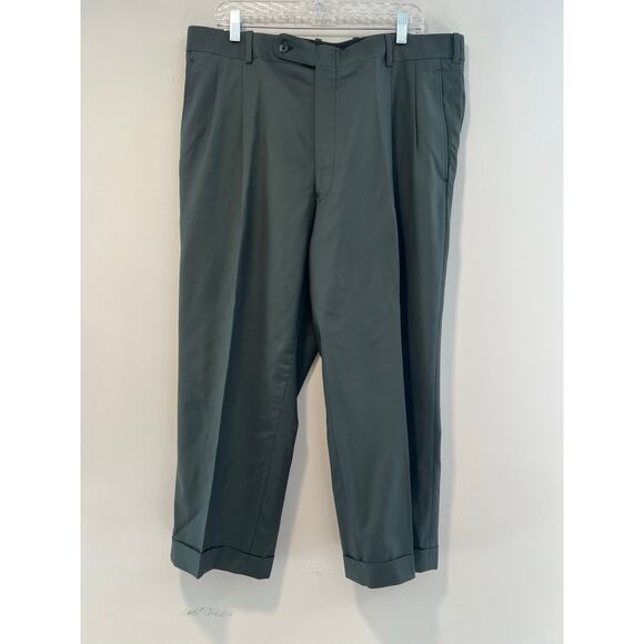 Holland & Sherry 2 Piece 3 Button Suit Dark Sage Green Pleated Pants 44 / 37 JL - Picture 3 of 16